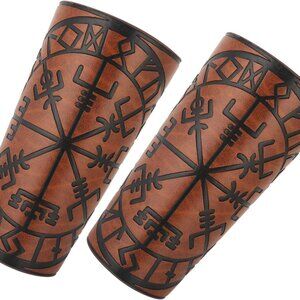Viking Vegvisir Embossed Premium PU Leather Arm Armor With Celtic Knots 3 Colors